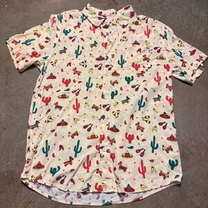 Tipsy Elves Men Cantina Captain Hawaiian Shirt Piñata Cactus Cinco De Mayo Sz XL